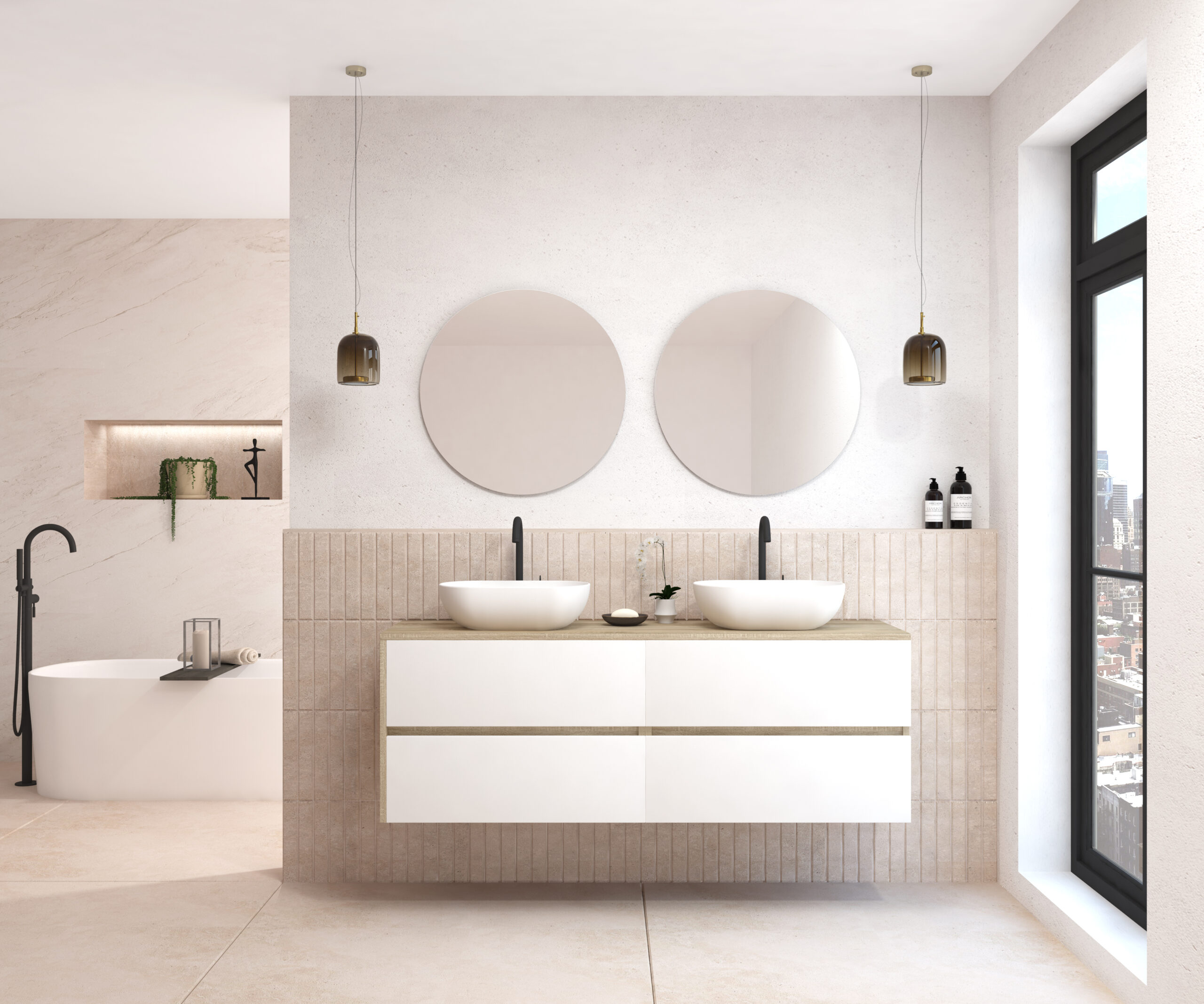 Pack BEUNEVEU + lavabo + miroir rond