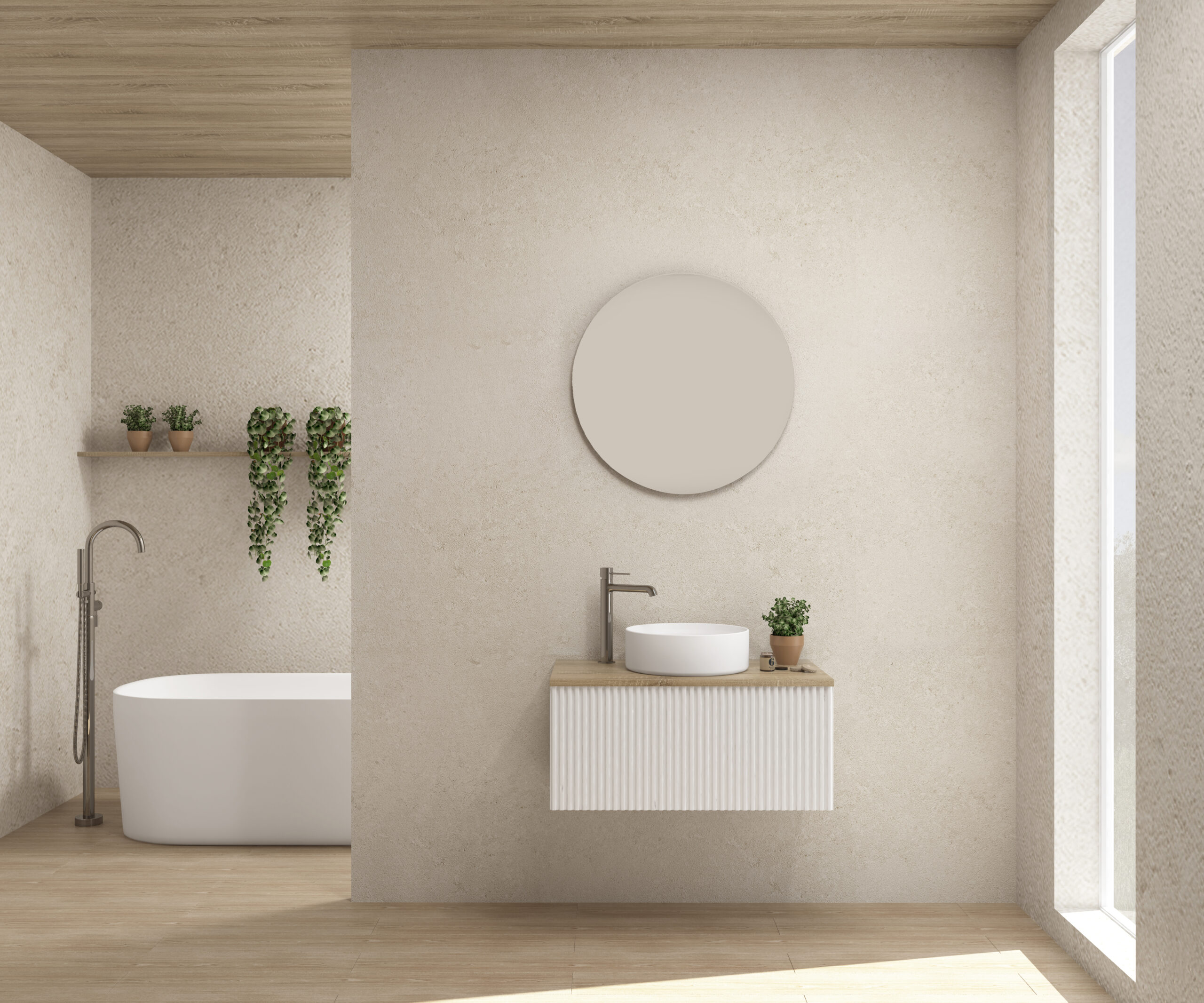 Pack FLAUBERT + lavabo + miroir rond
