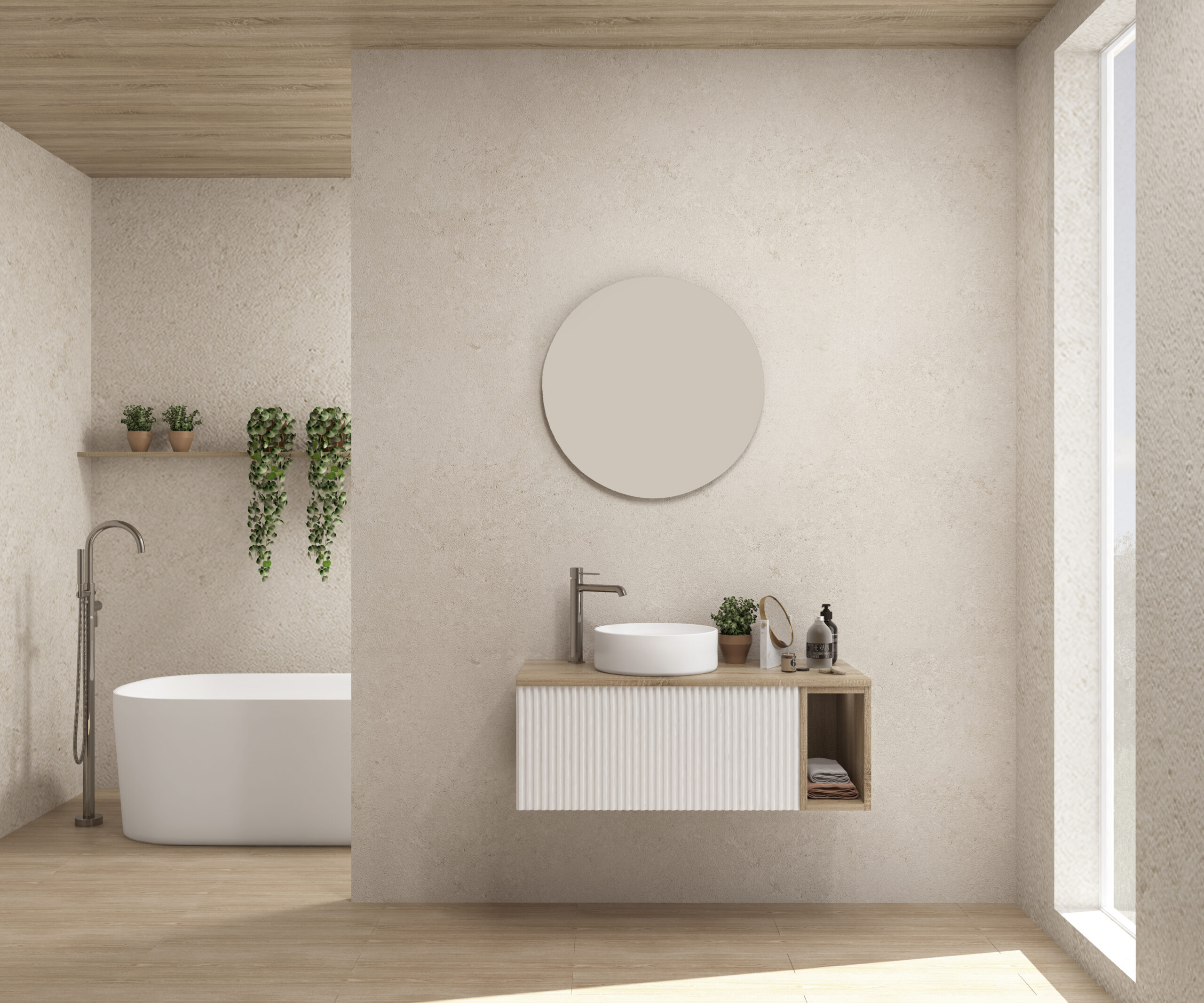 Pack FLAUBERT + lavabo + miroir rond