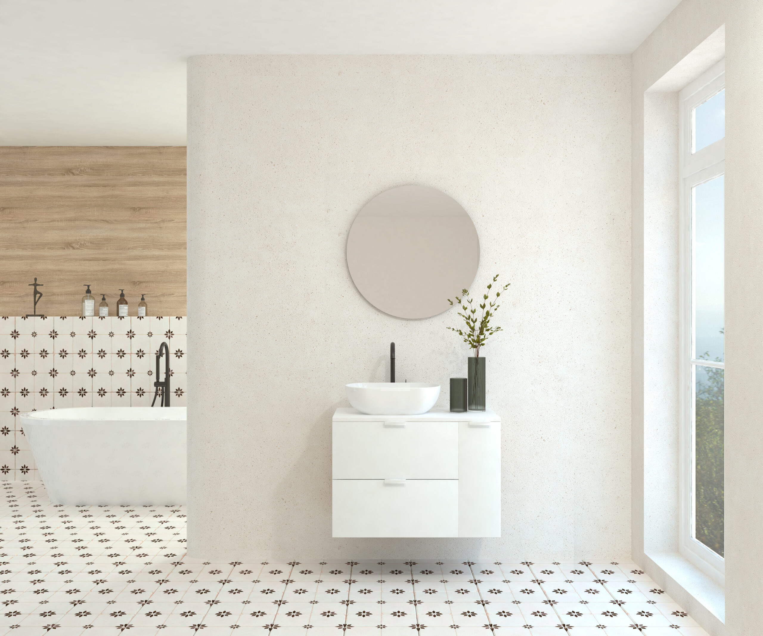 Pack GEBELIN + lavabo + miroir rond