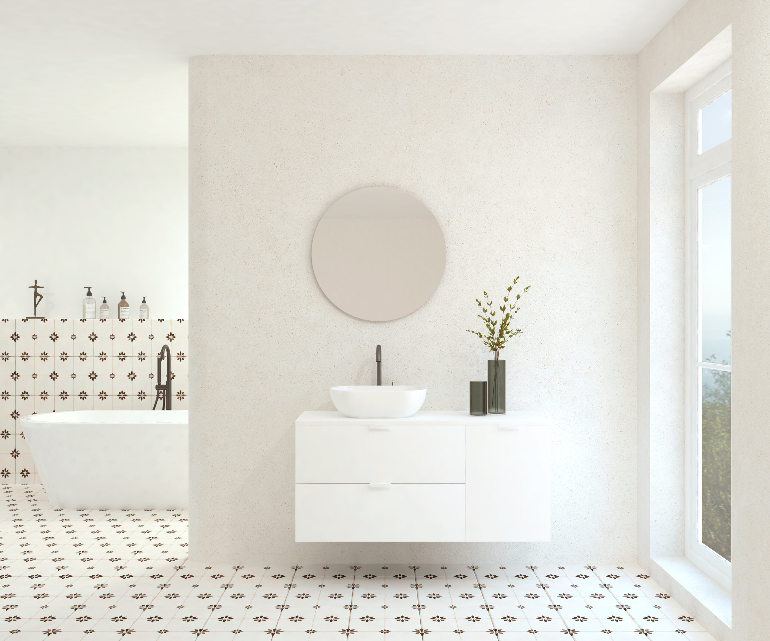 Pack GEBELIN + lavabo + miroir rond