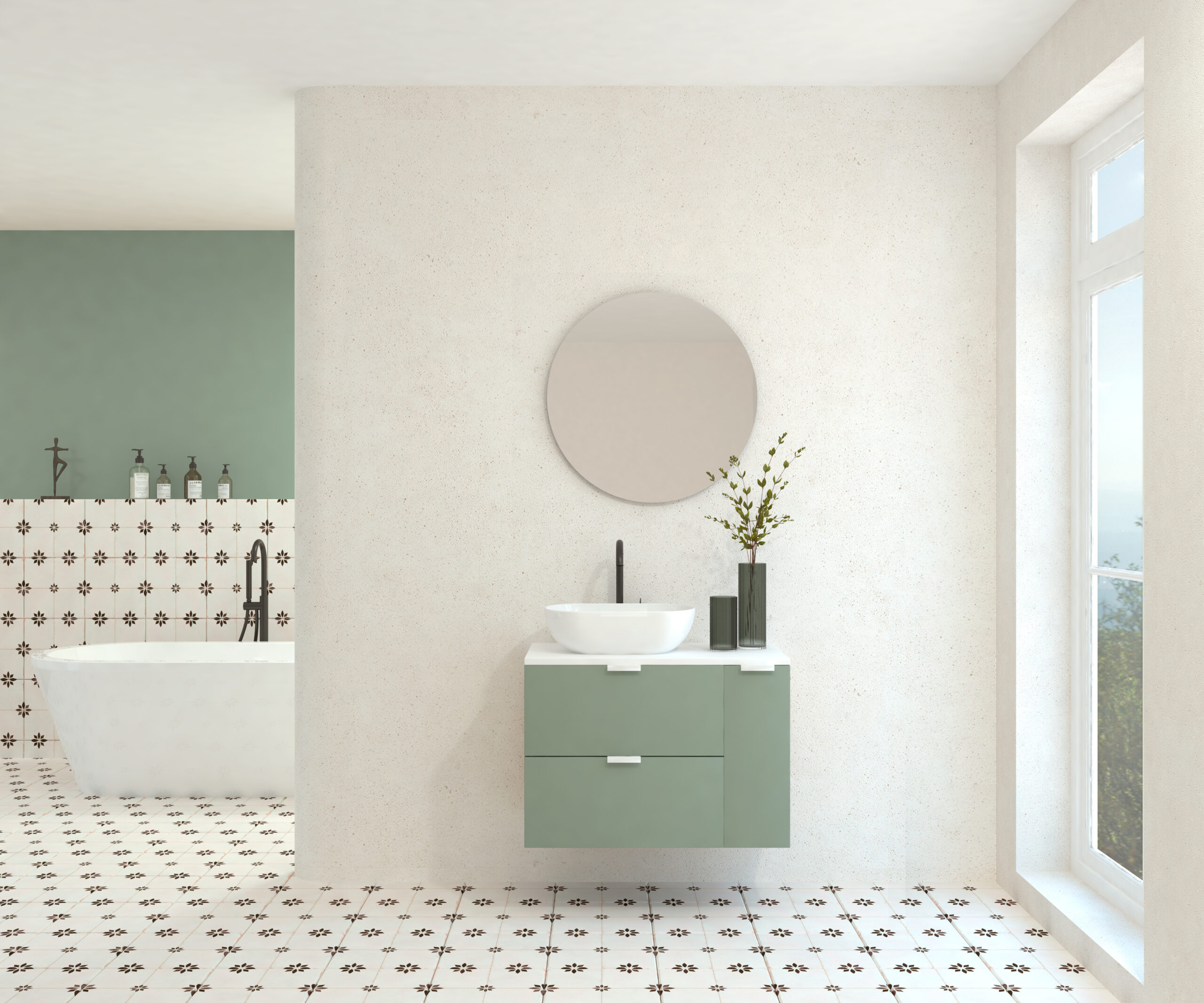 Pack GEBELIN + lavabo + miroir rond