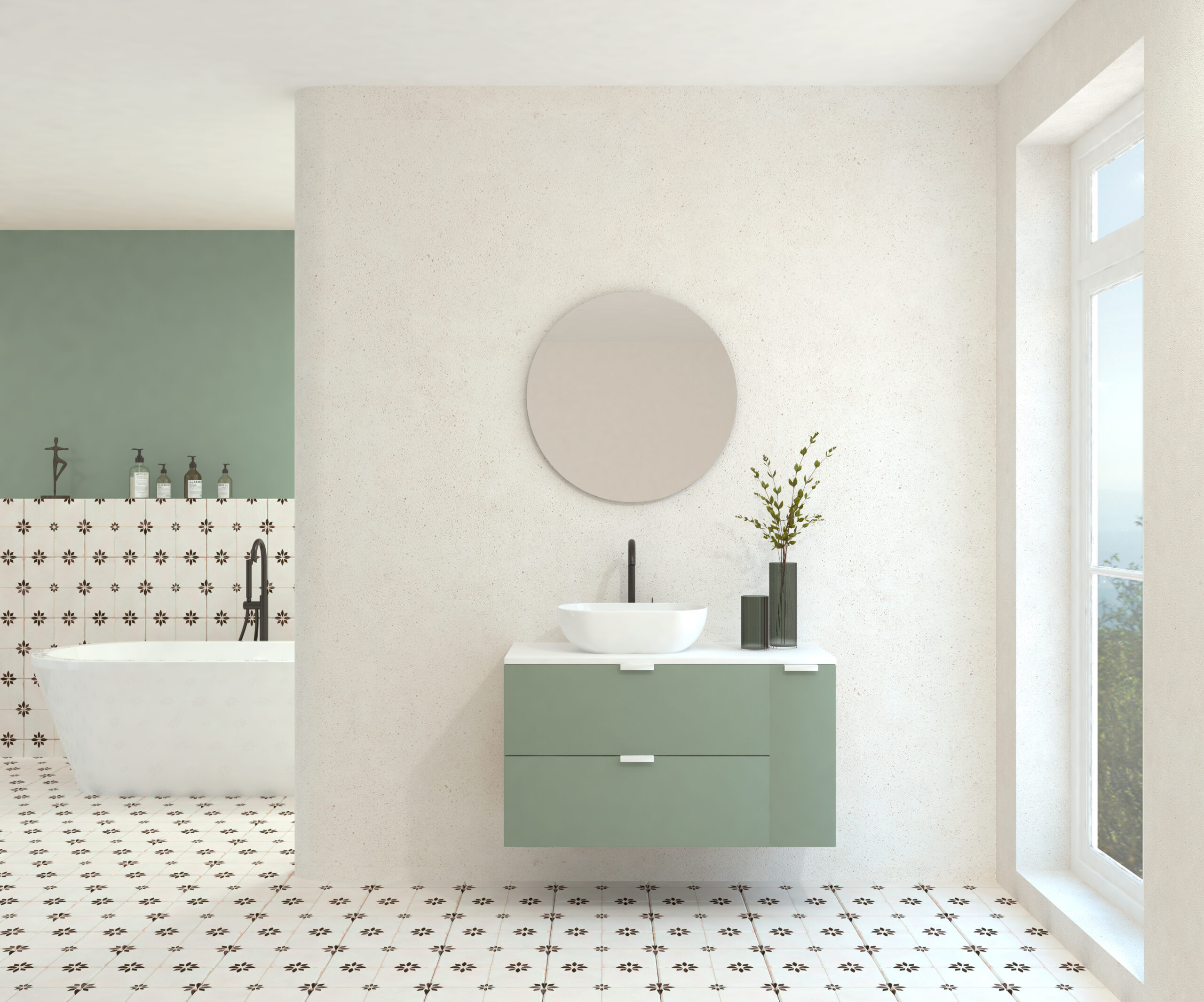 Pack GEBELIN + lavabo + miroir rond