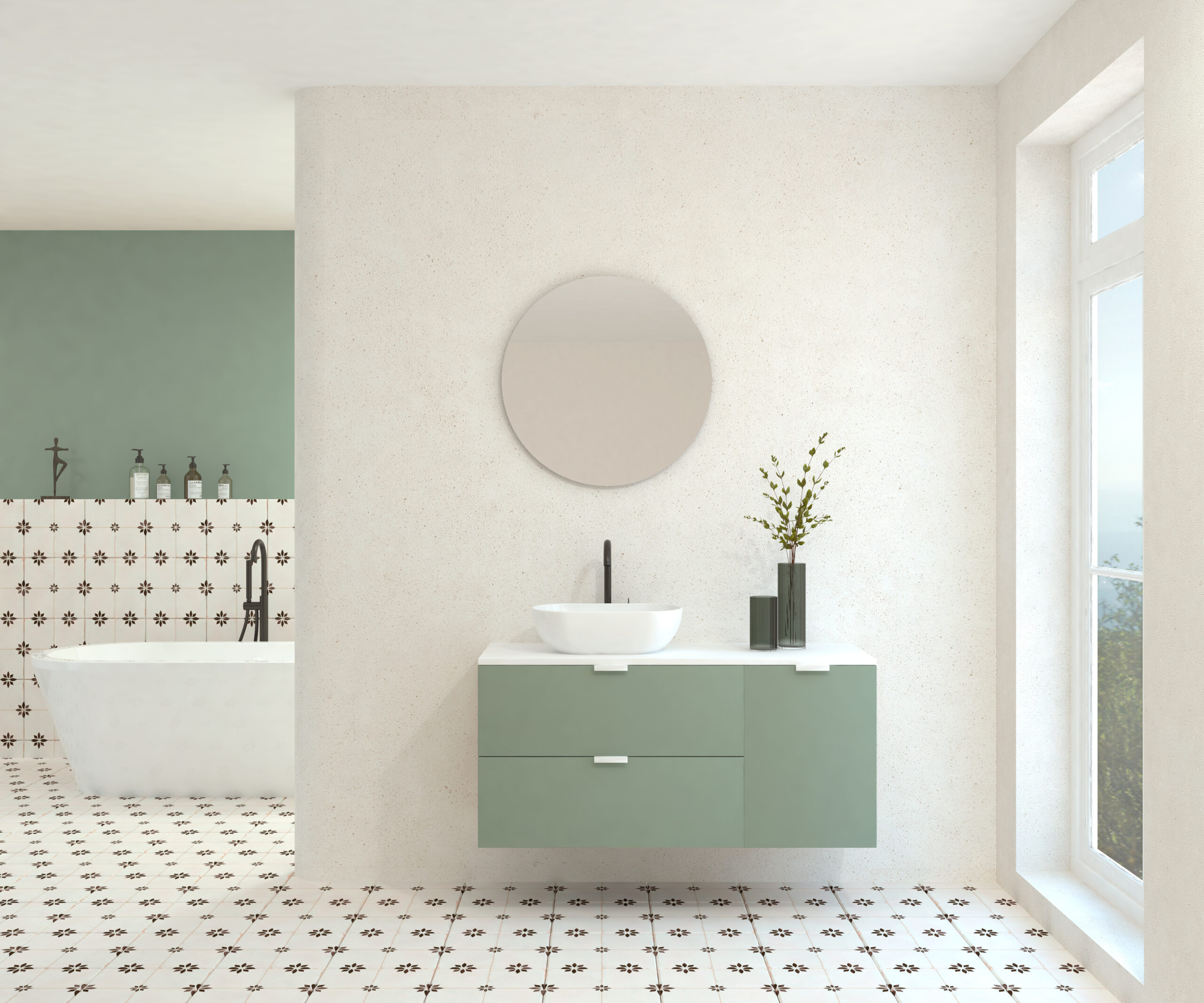 Pack GEBELIN + lavabo + miroir rond