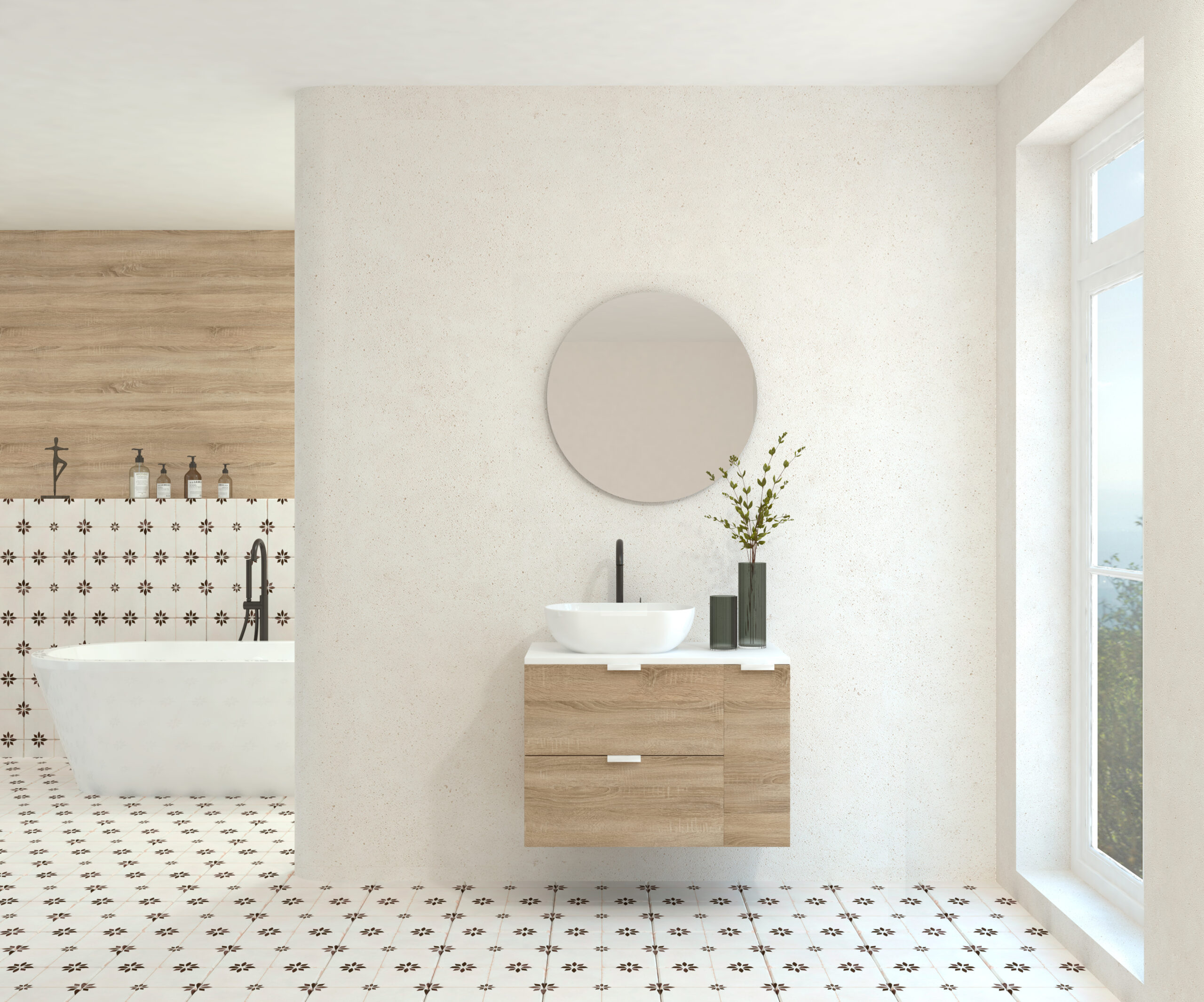 Pack GEBELIN + lavabo + miroir rond