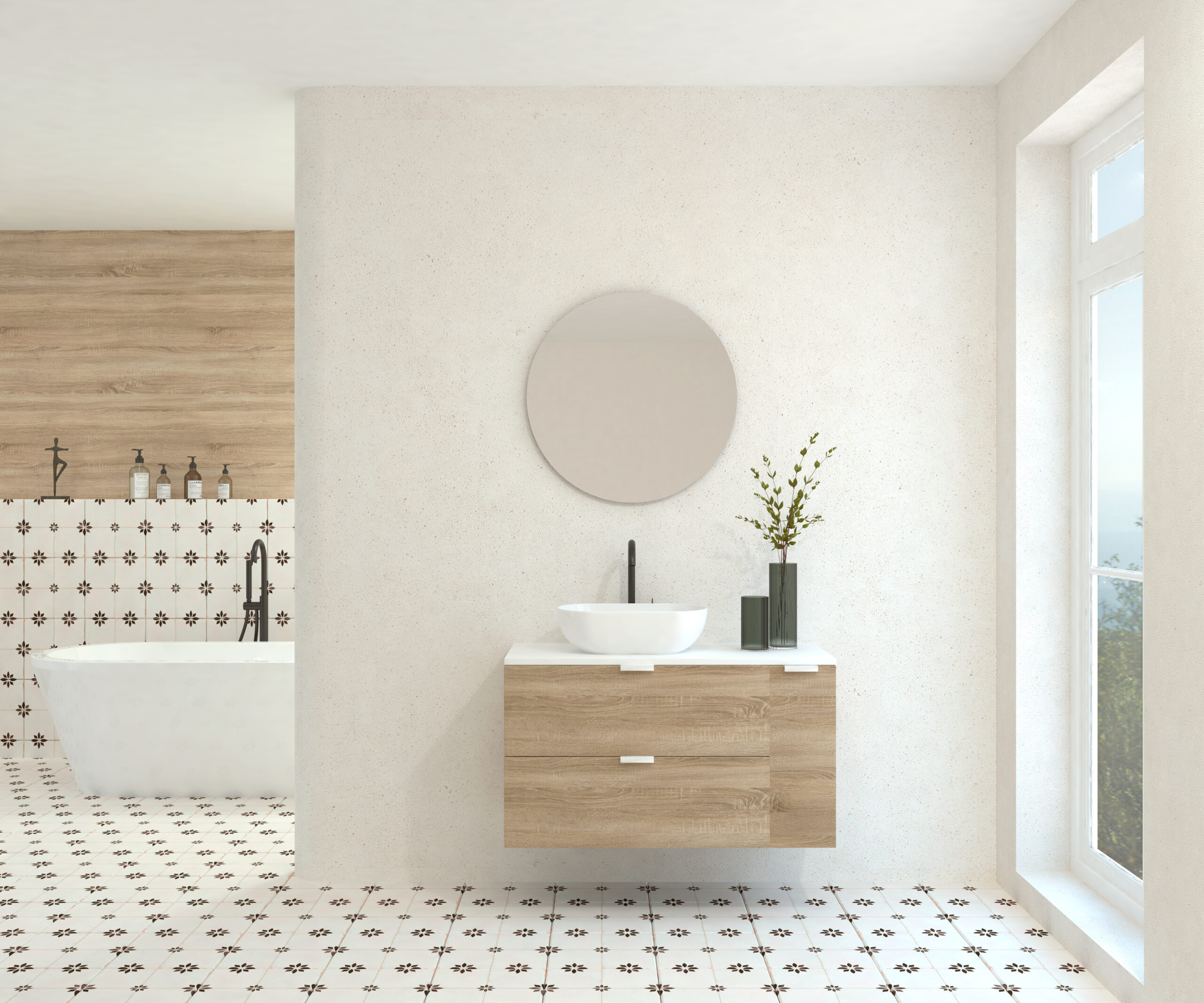 Pack GEBELIN + lavabo + miroir rond