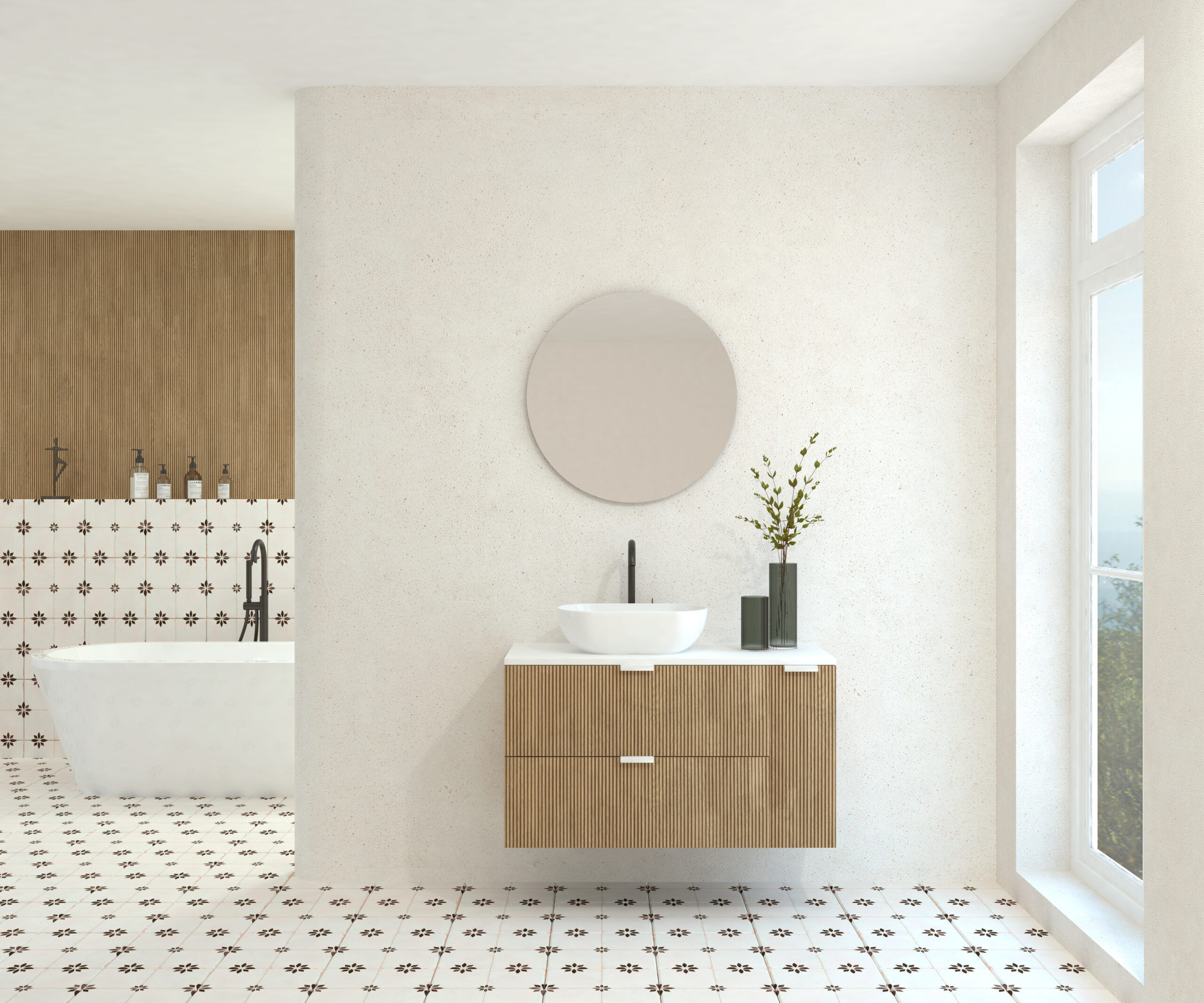 Pack GEBELIN + lavabo + miroir rond
