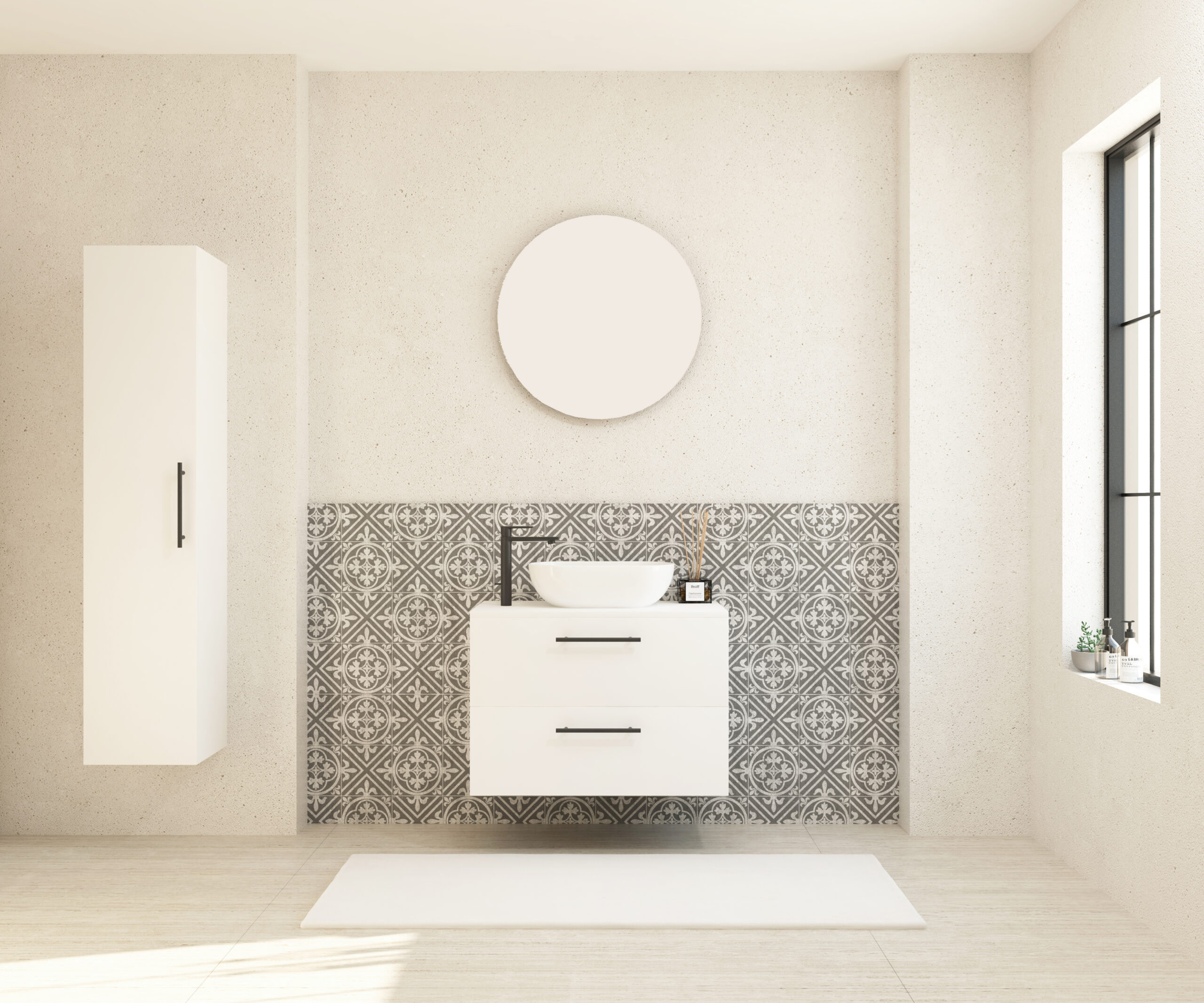 Pack GAUVIN + lavabo  + espejo circular