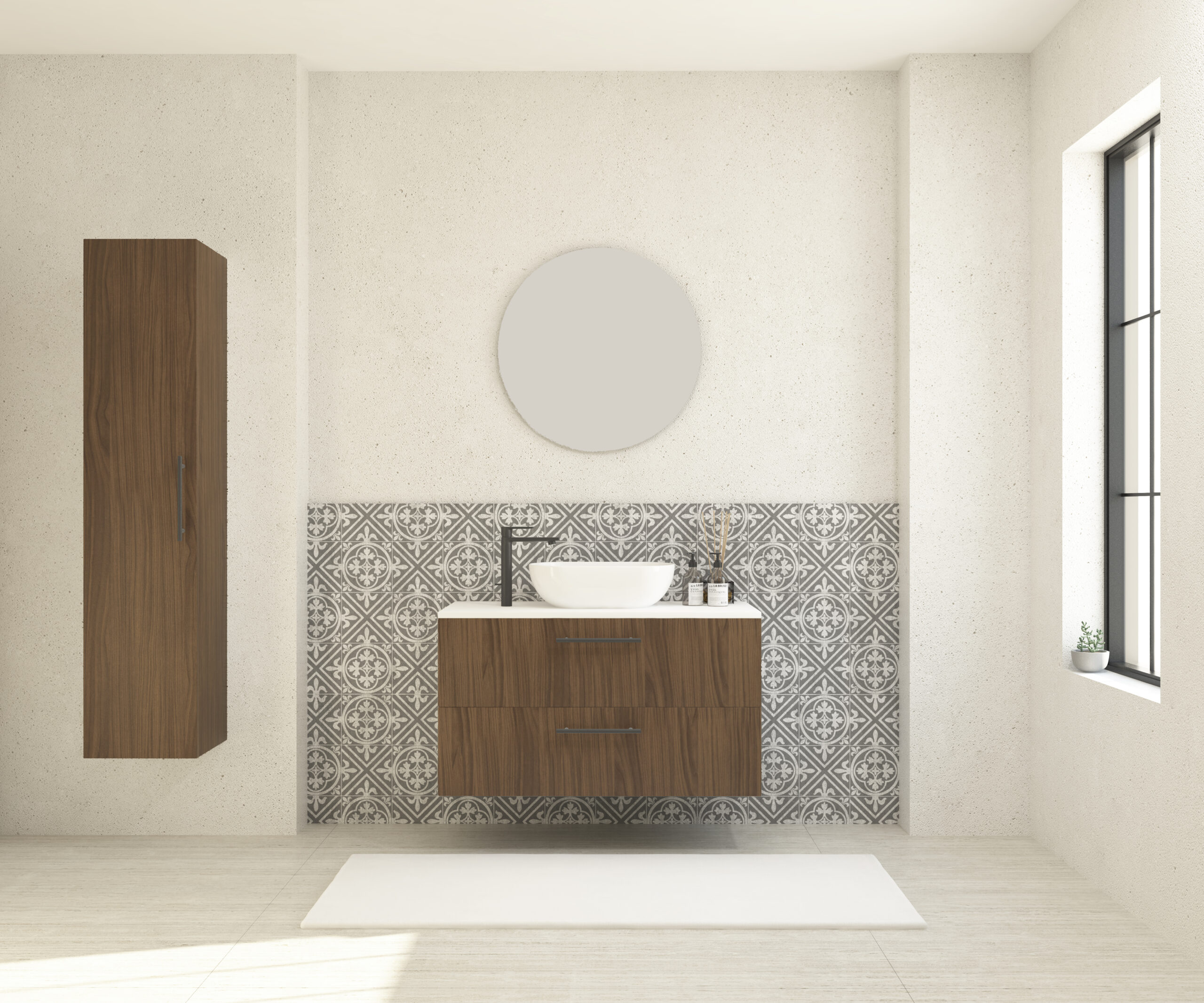 Pack GAUVIN + lavabo  + espejo circular