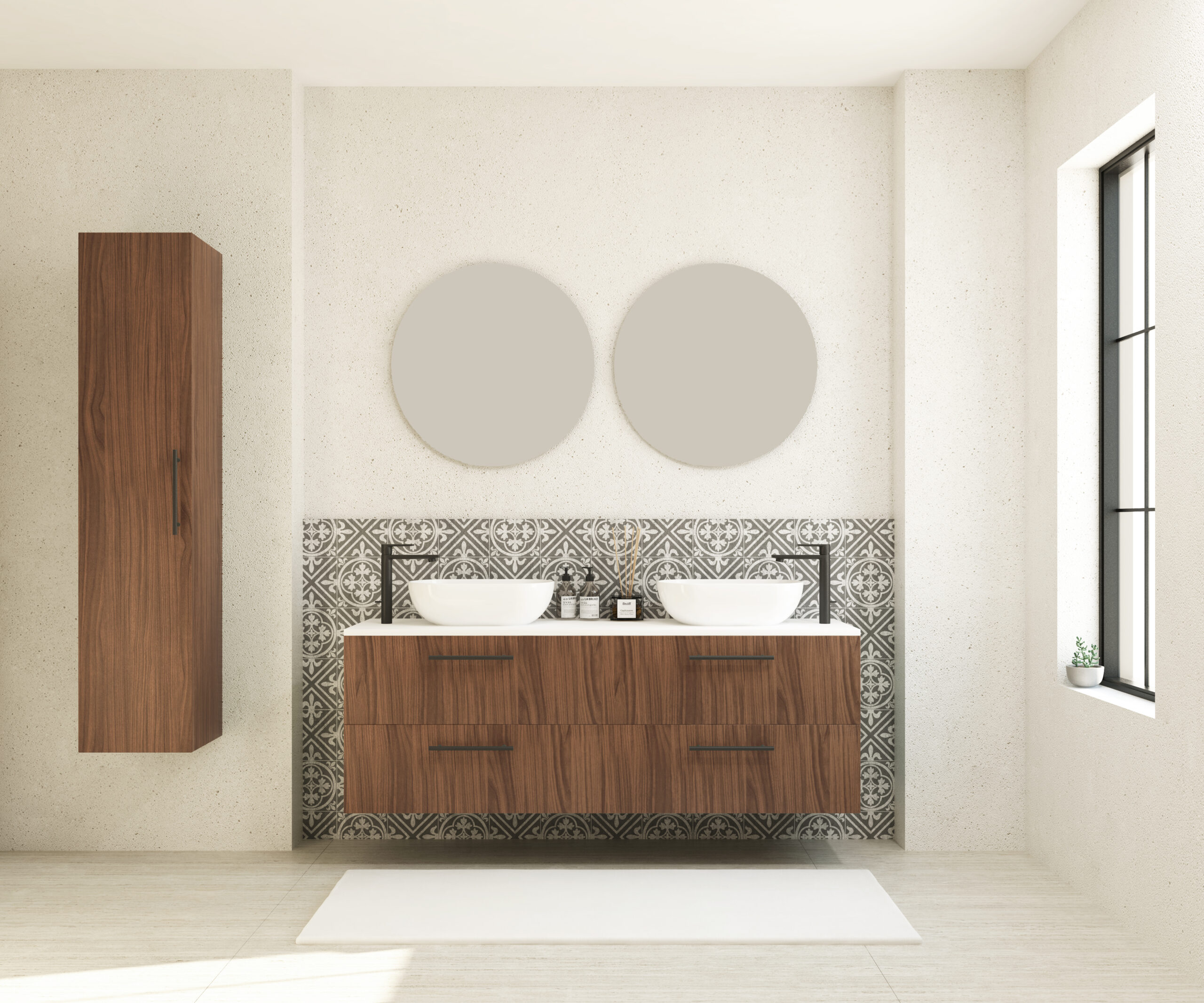 Pack GAUVIN + lavabo  + espejo circular