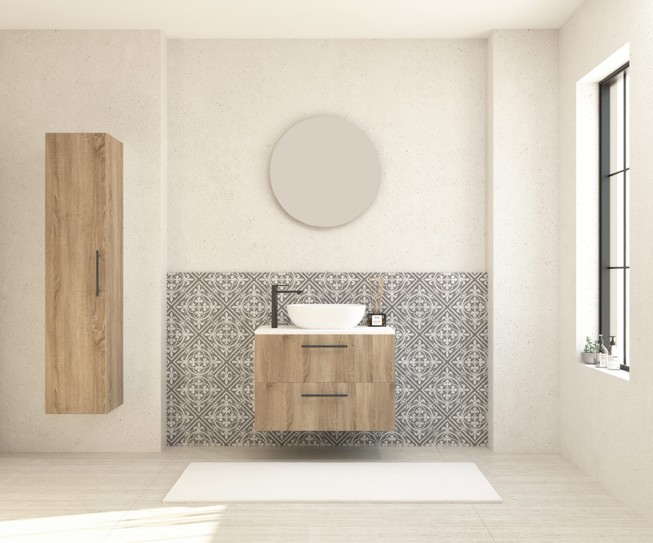 Pack GAUVIN + lavabo  + espejo circular