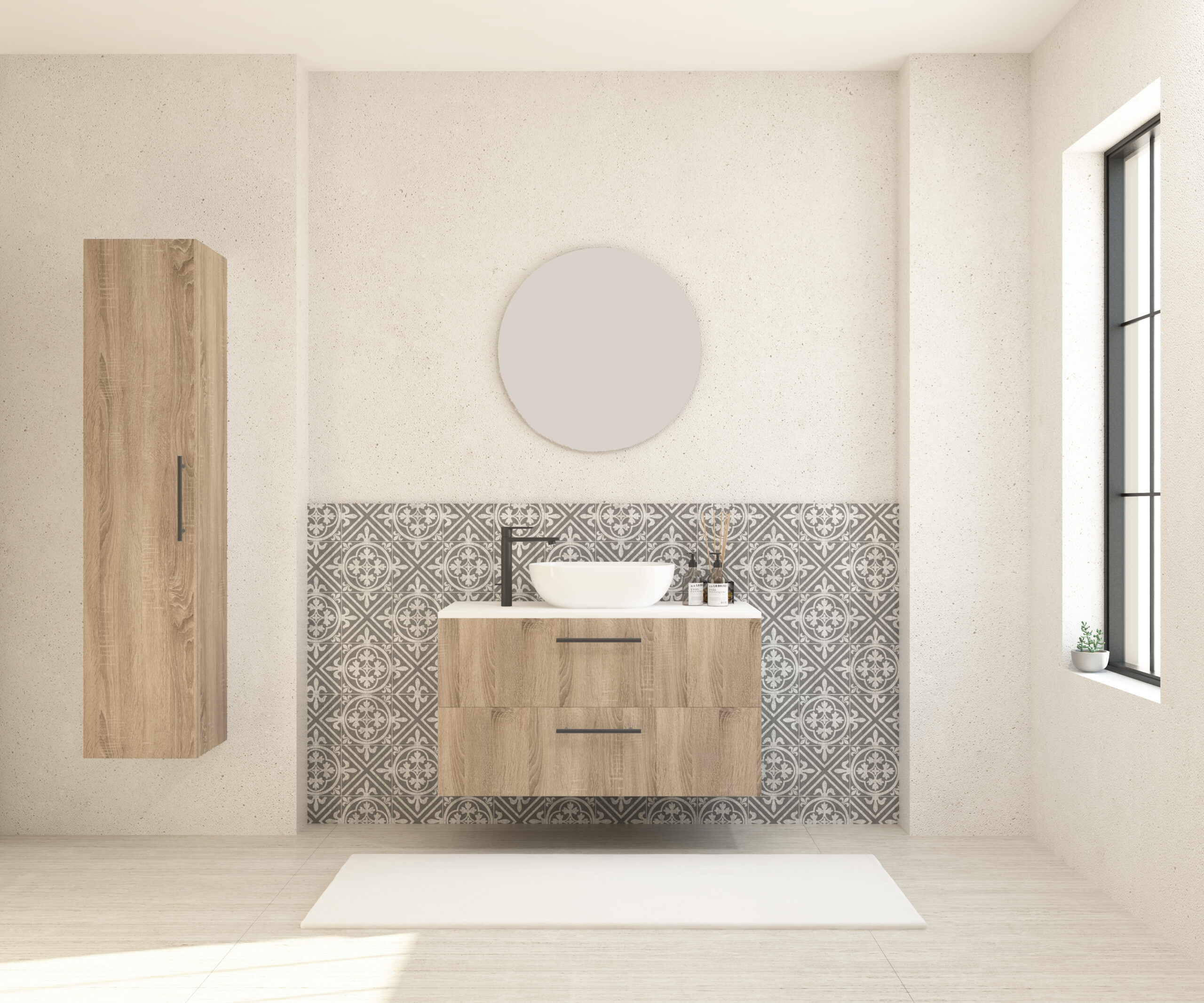 Pack GAUVIN + lavabo  + espejo circular