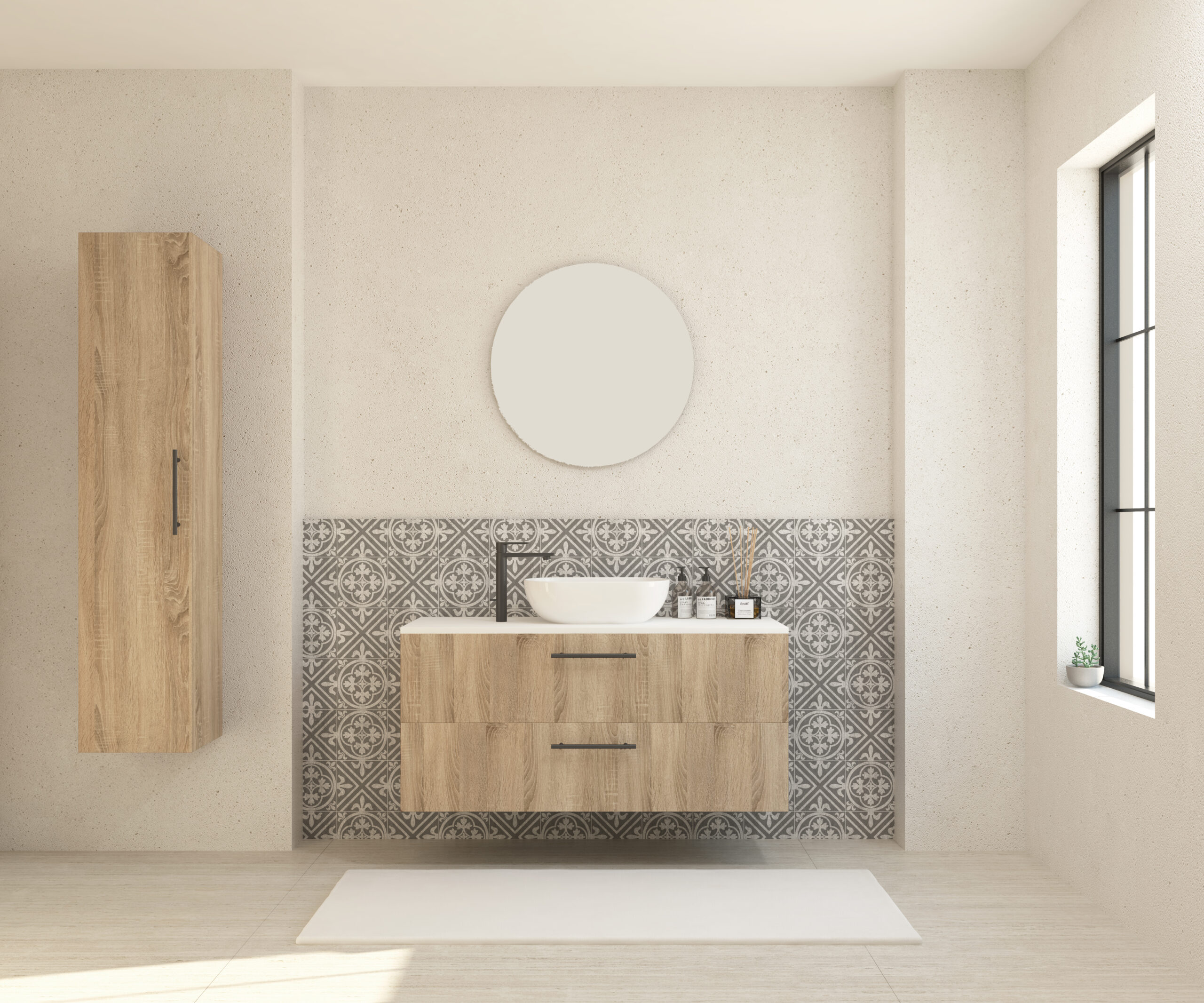 Pack GAUVIN + lavabo  + espejo circular