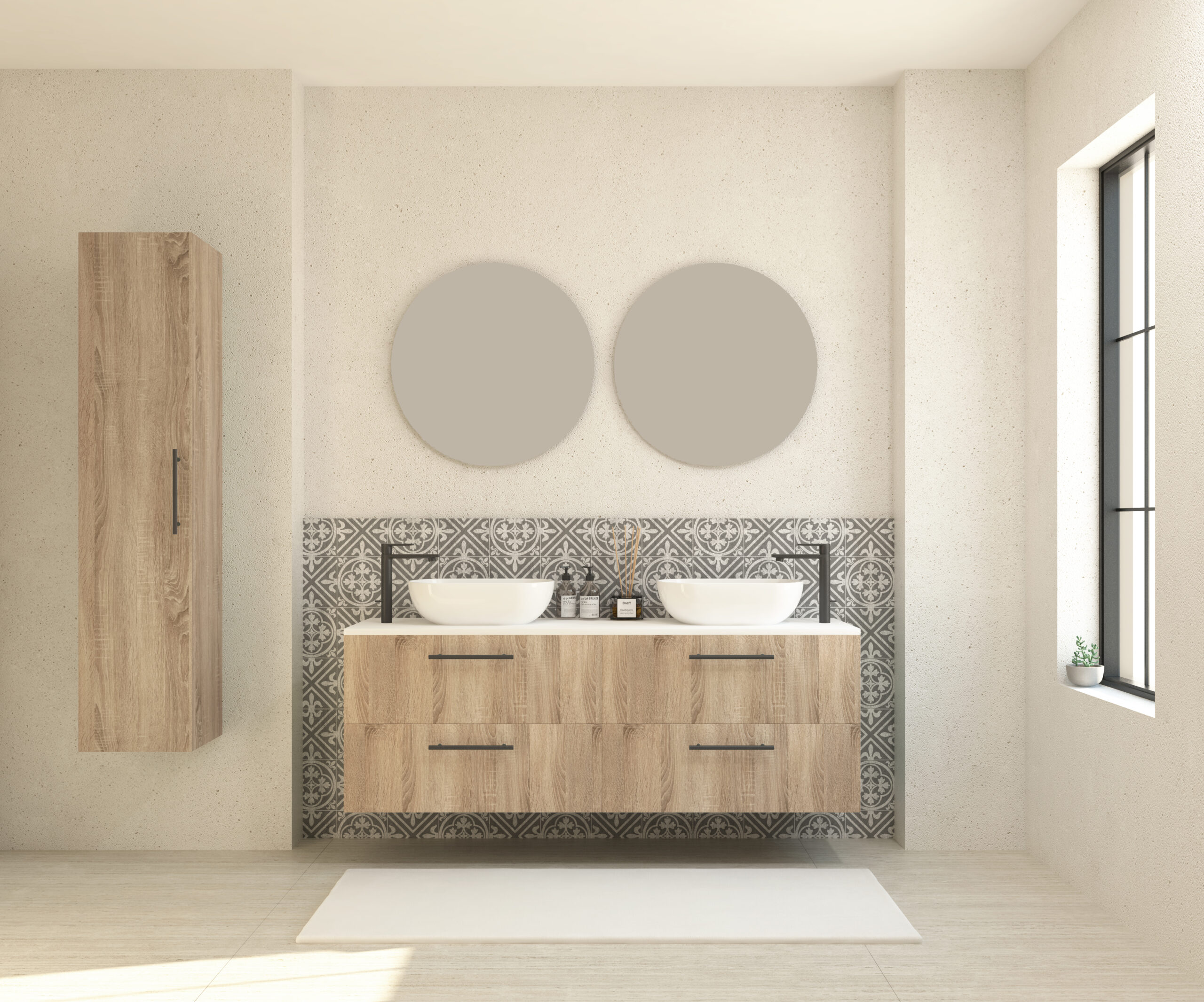 Pack GAUVIN + lavabo  + espejo circular