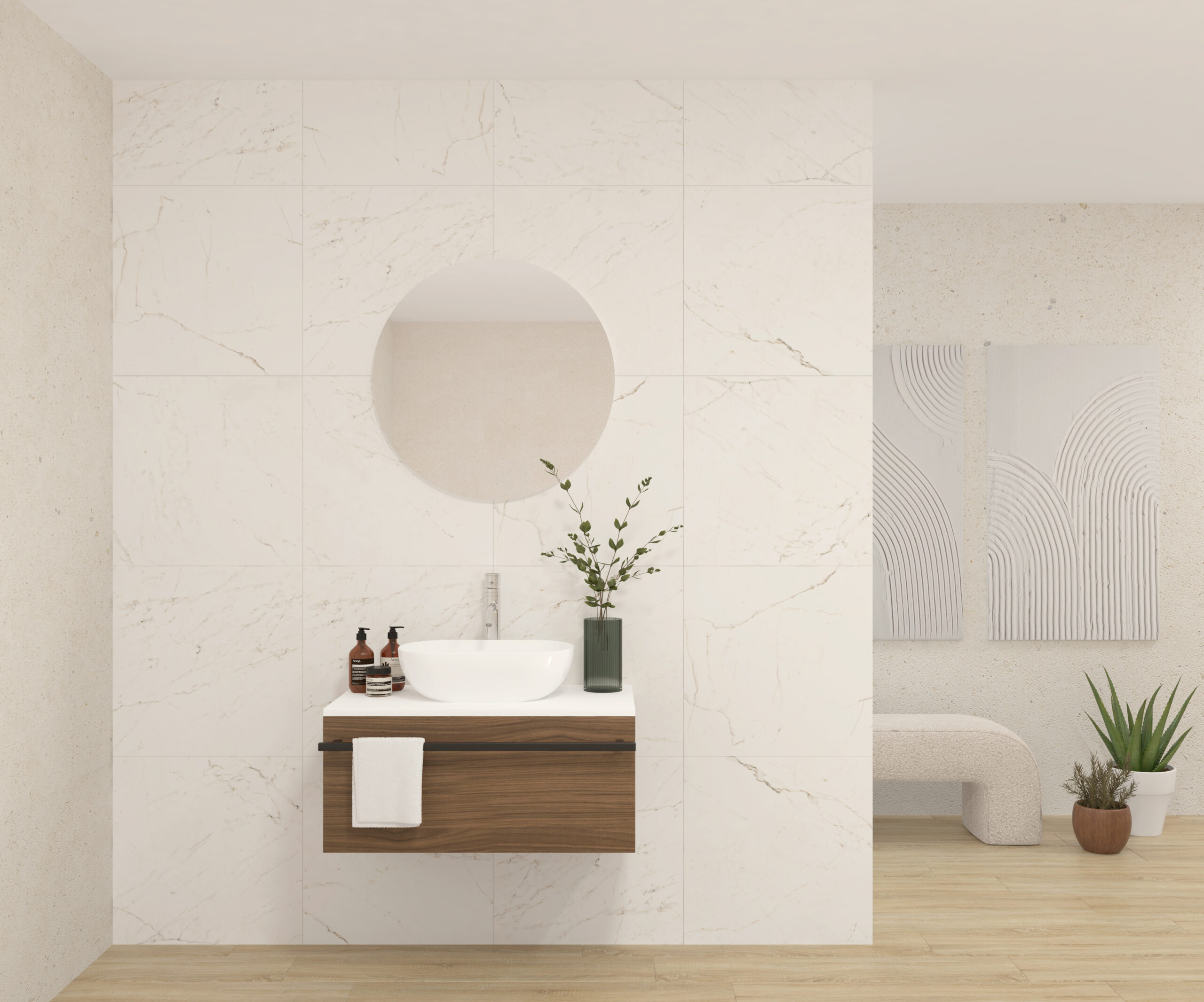 Pack LAVOISIER + lavabo + miroir rond