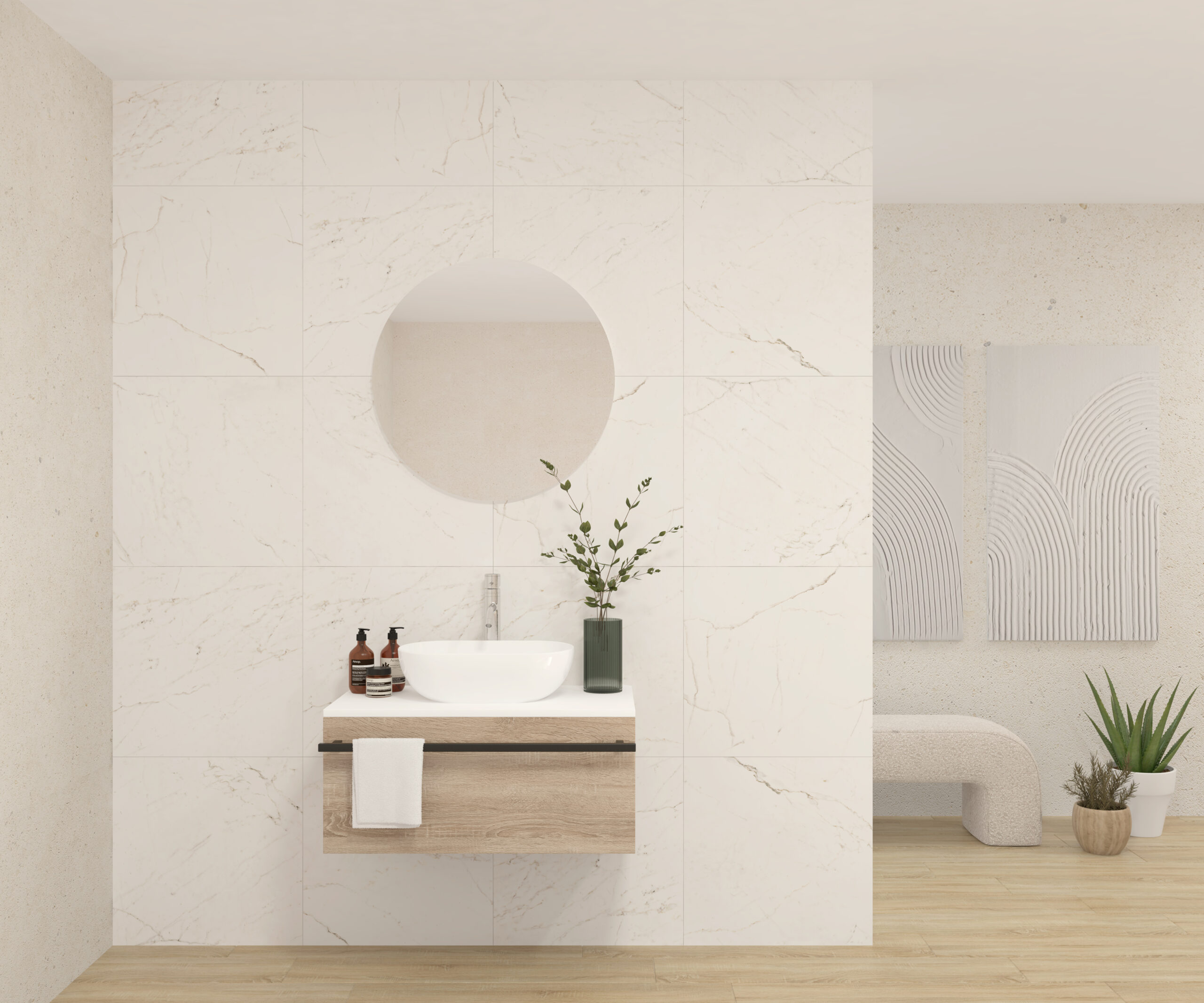 Pack LAVOISIER + lavabo + miroir rond