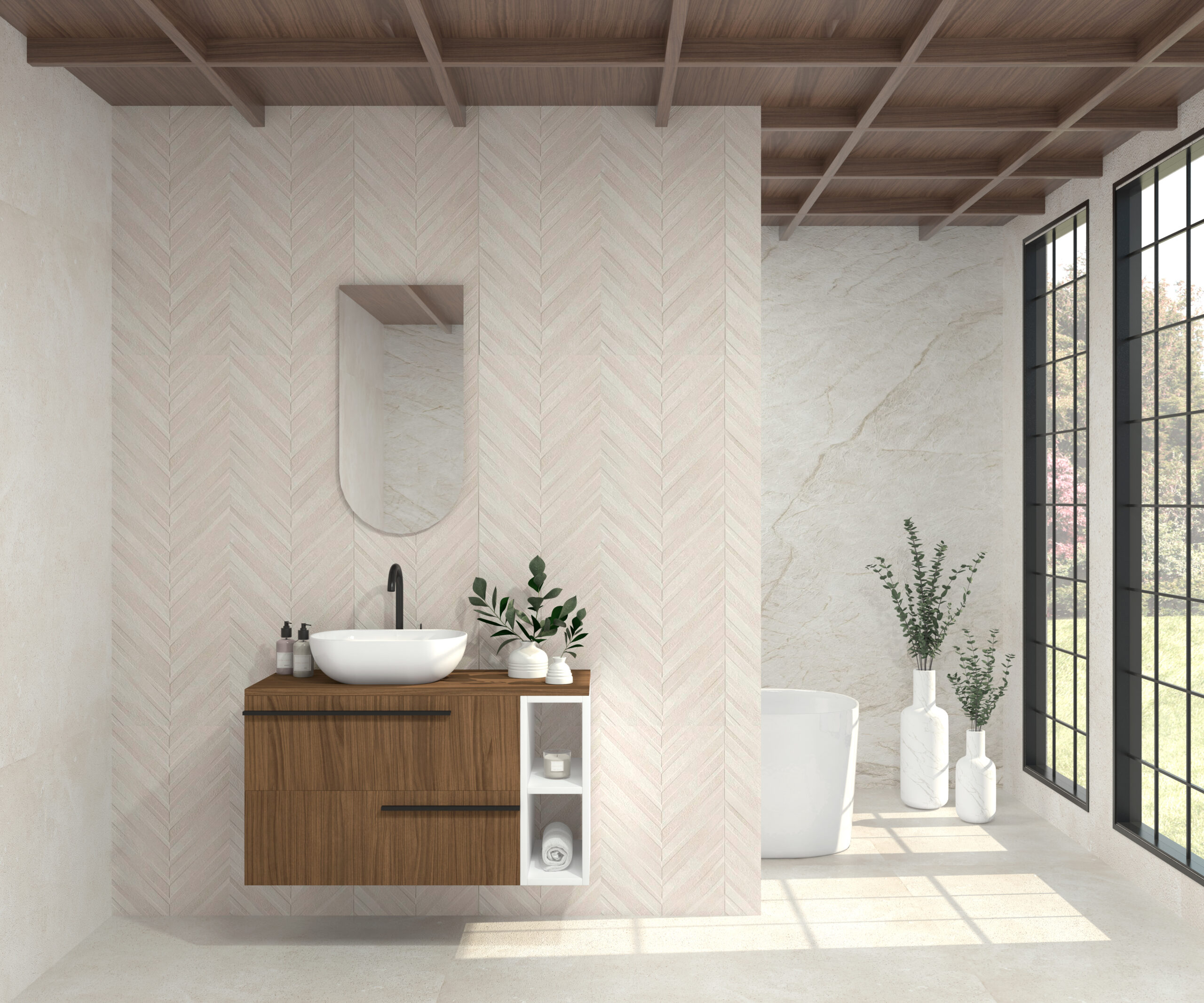 Pack SABINE + lavabo + miroir Alma