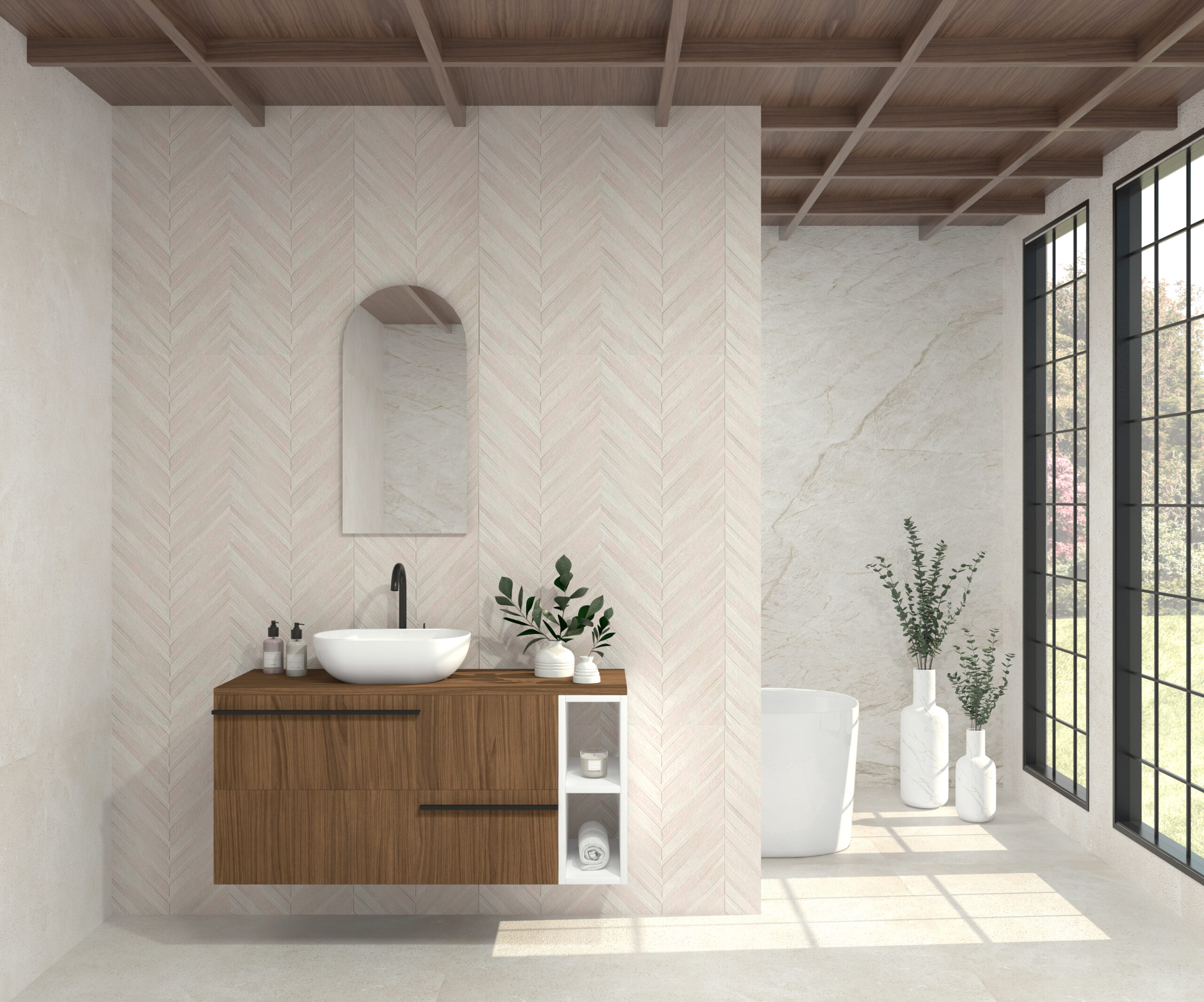Pack SABINE + lavabo + miroir Alma
