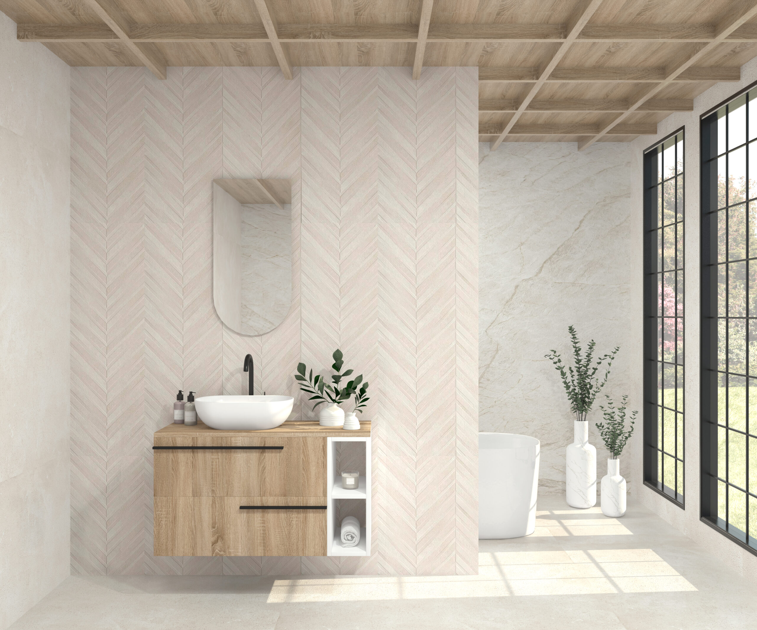 Pack SABINE + lavabo + miroir Alma