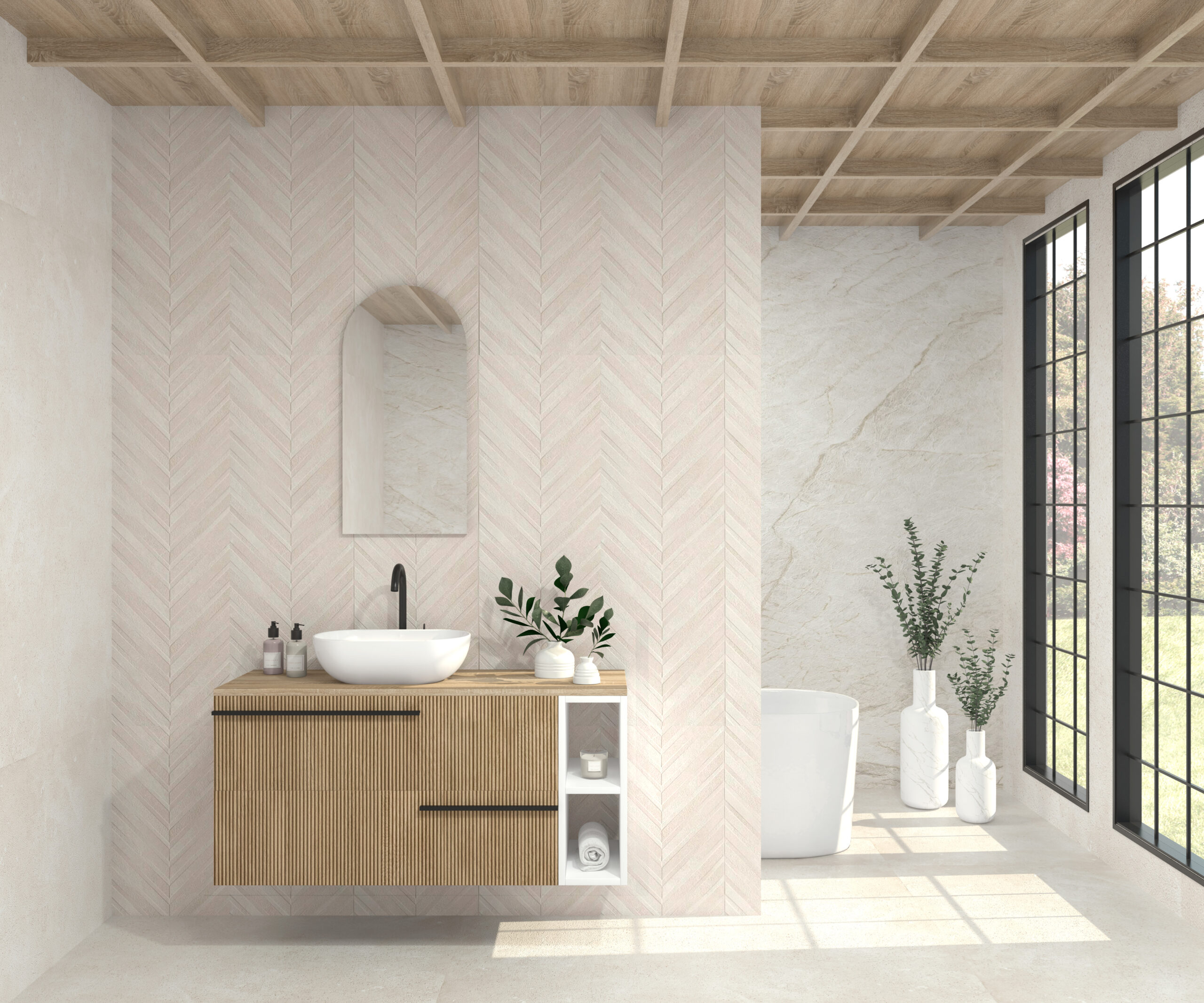 Pack SABINE + lavabo + miroir Alma