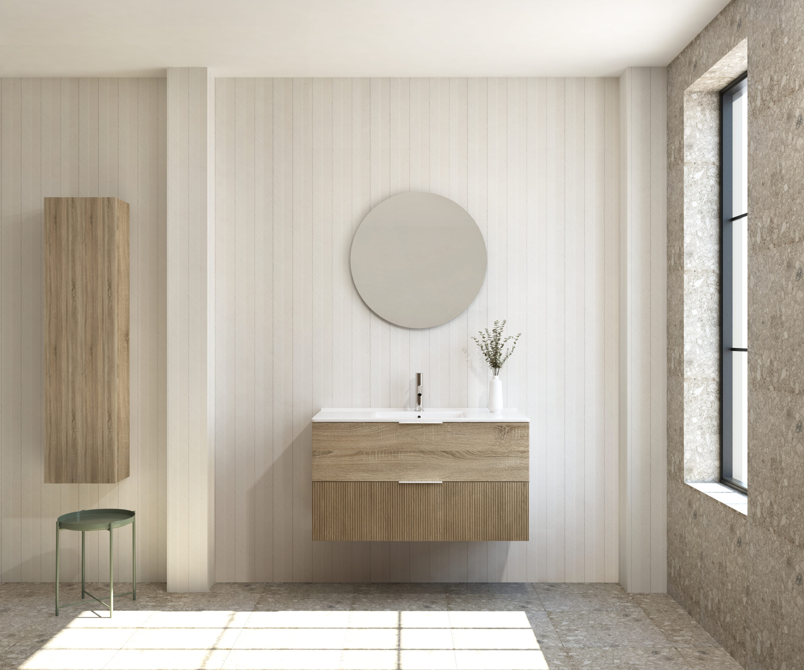 Pack SAVART + lavabo + miroir rond