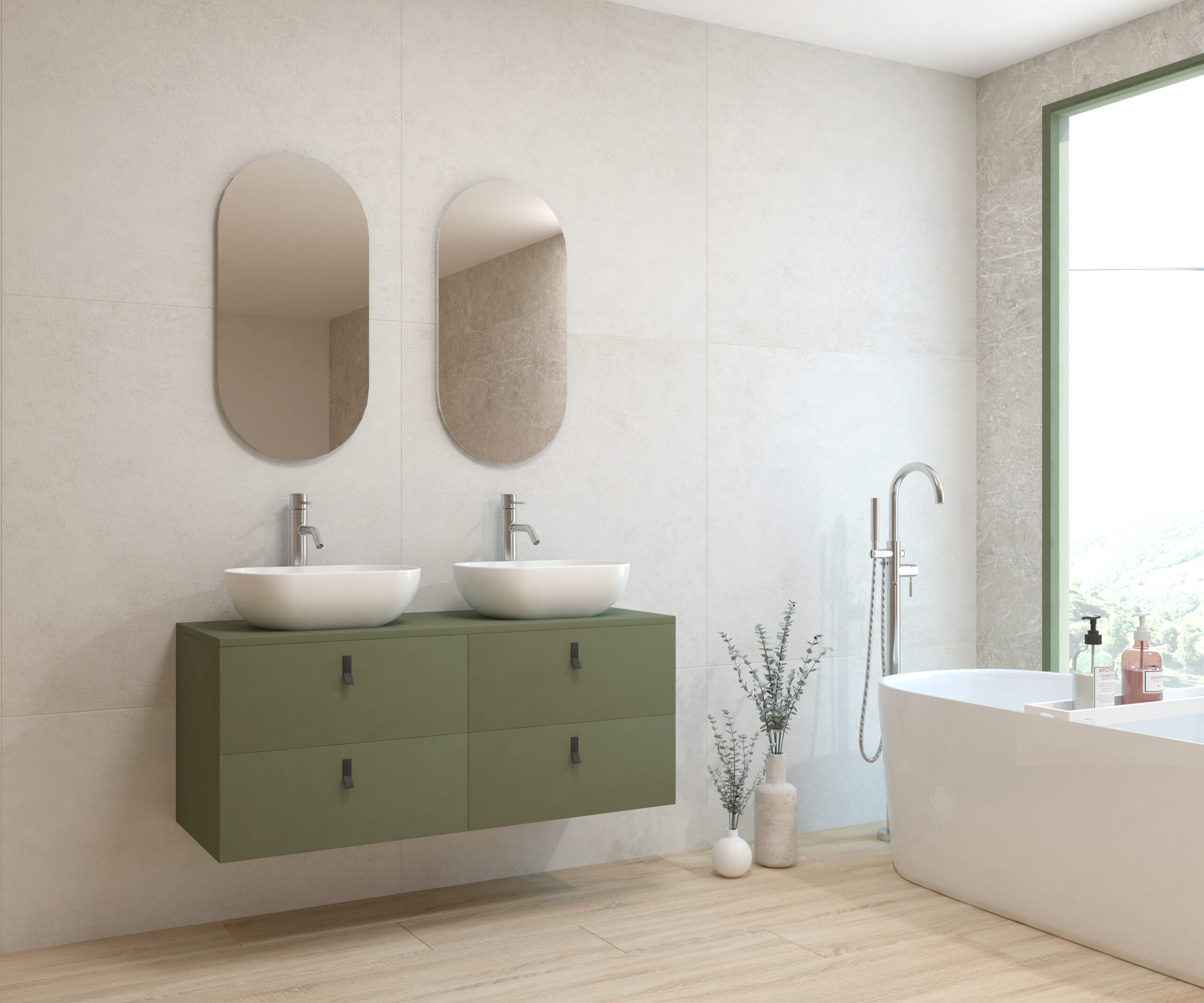 Pack ALEGHE COULEURS + lavabo + espejo cápsula