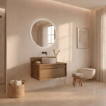 Pack BACRI + lavabo estriado + espejo circular LED