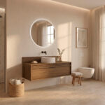 Pack BACRI + lavabo estriado + espejo circular LED