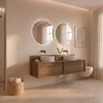 Pack BACRI + lavabo estriado + espejo circular LED