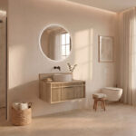 Pack BACRI + lavabo estriado + espejo circular LED