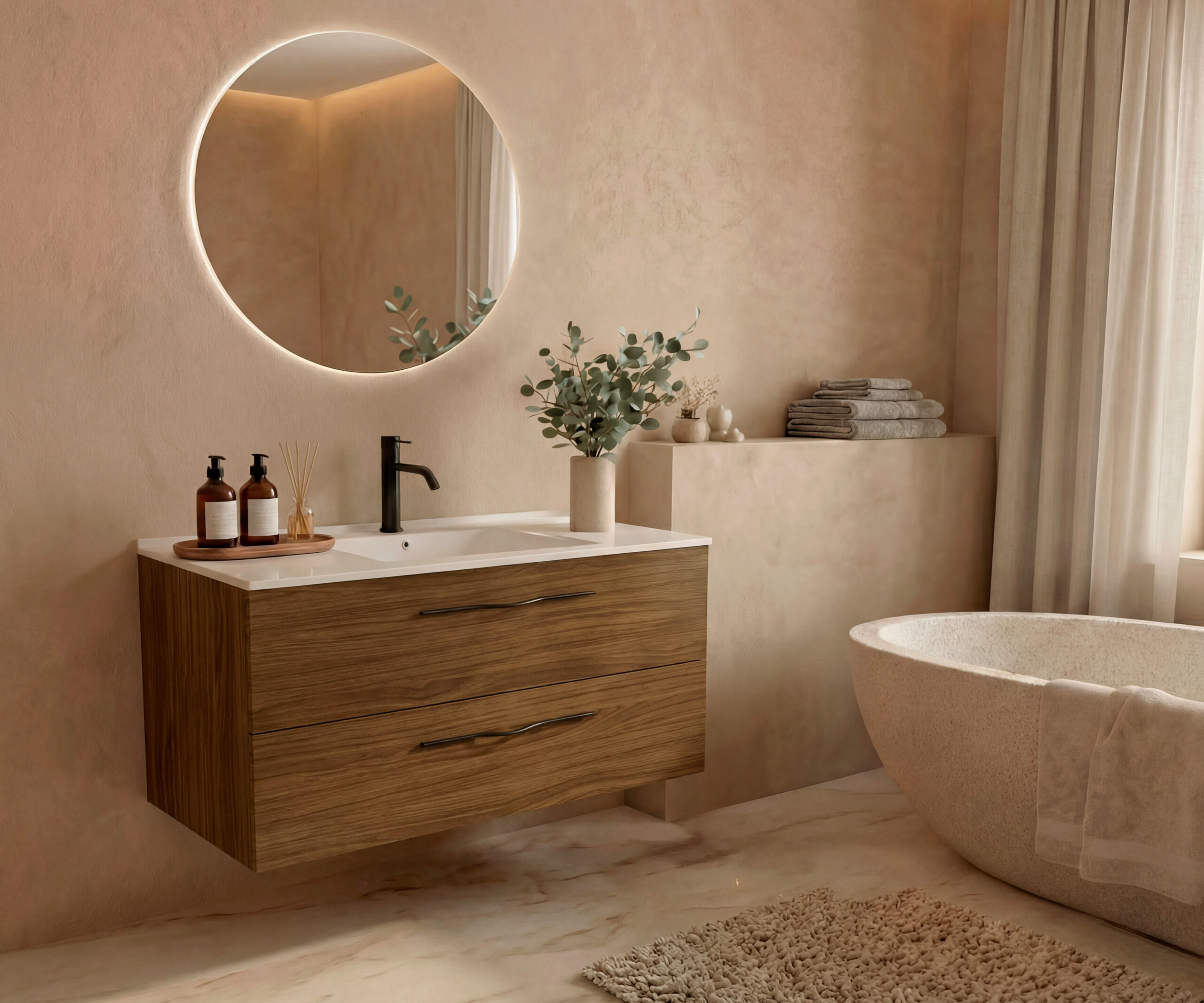 Pack COLETTE  + lavabo + espejo circular LED