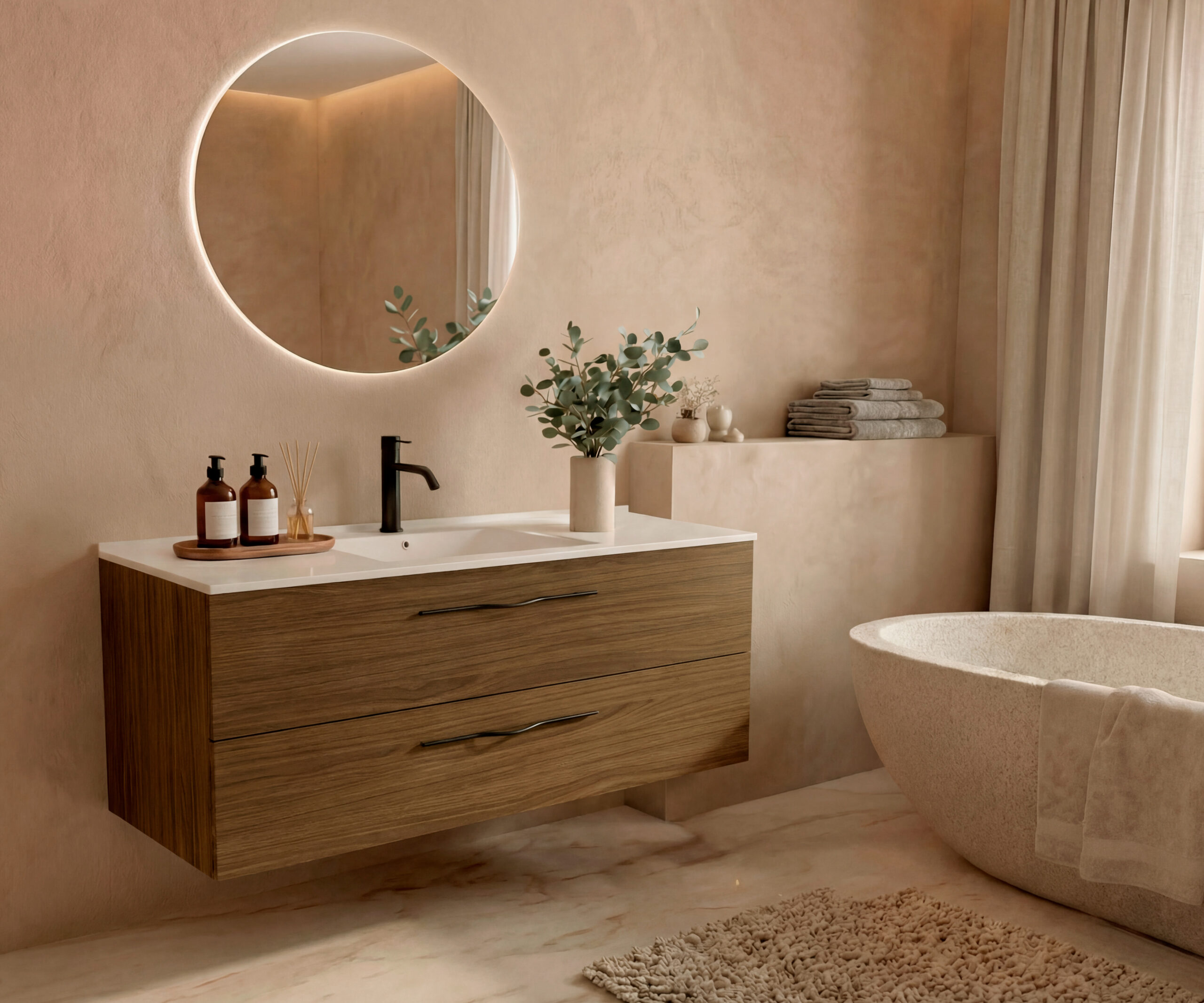 Pack COLETTE  + lavabo + espejo circular LED