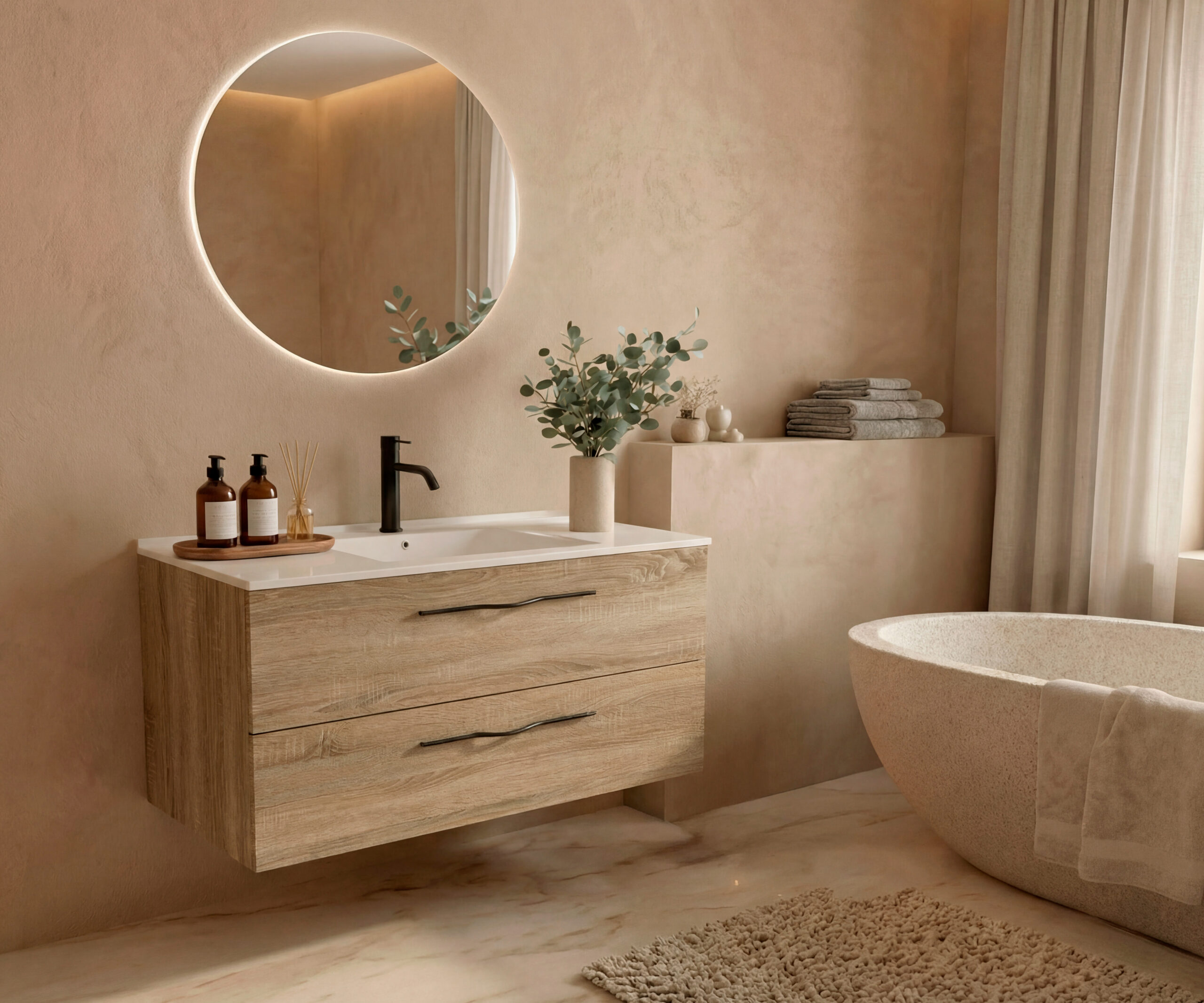Pack COLETTE  + lavabo + espejo circular LED