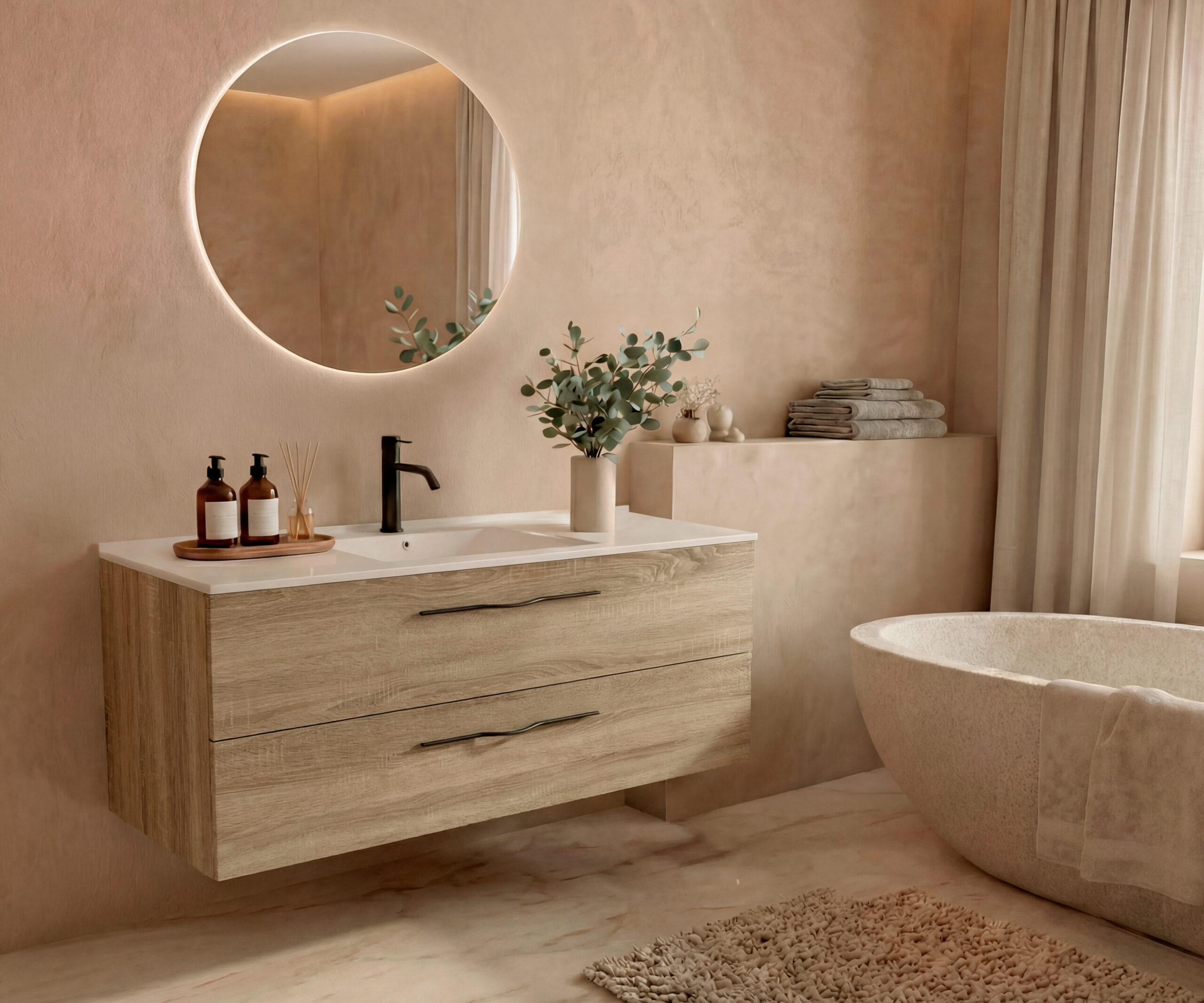 Pack COLETTE  + lavabo + espejo circular LED