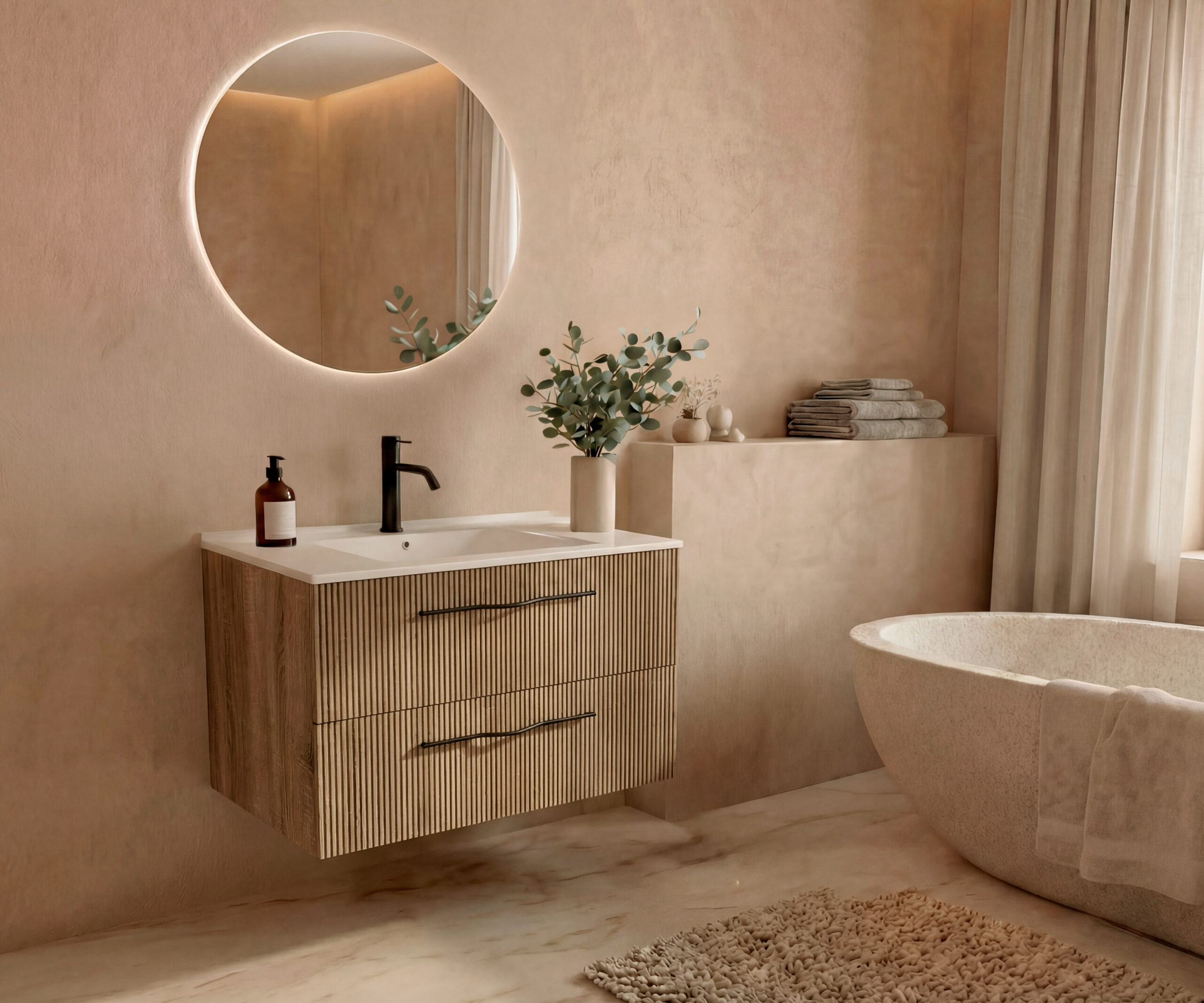 Pack COLETTE  + lavabo + espejo circular LED