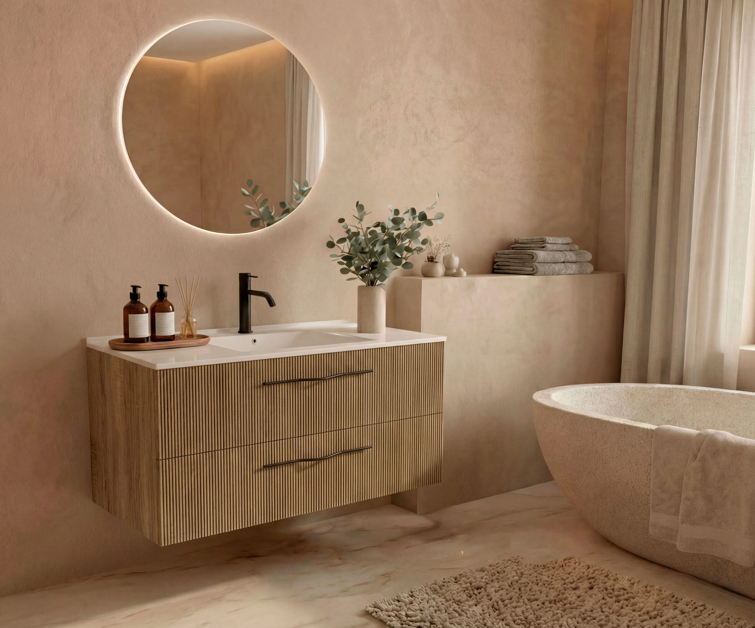 Pack COLETTE  + lavabo + espejo circular LED