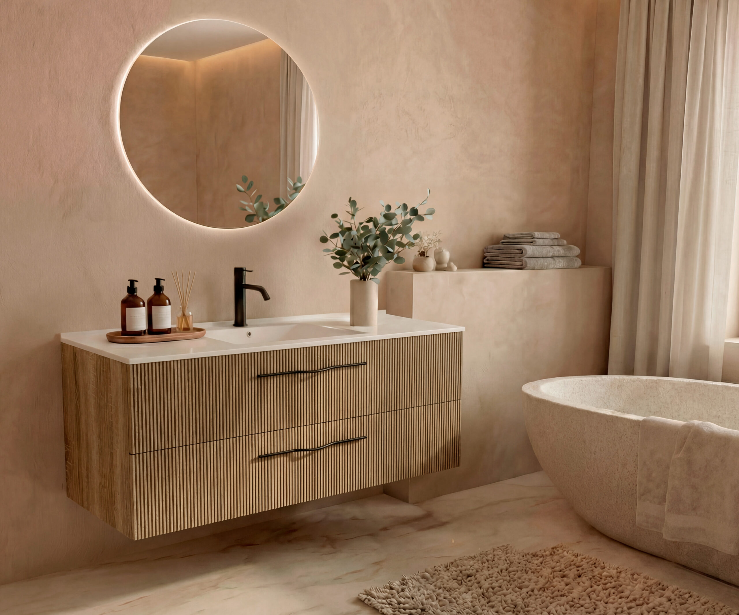 Pack COLETTE  + lavabo + espejo circular LED