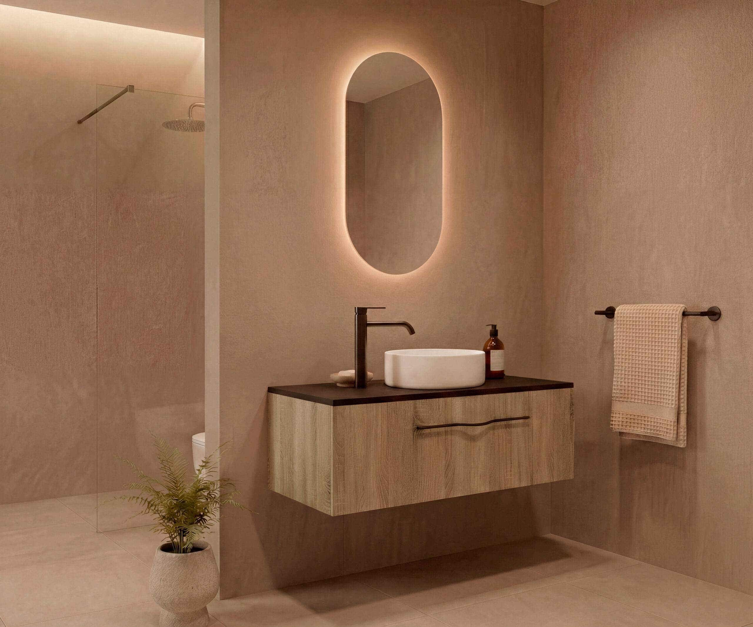 Pack VIONNET + lavabo + espejo cápsula LED