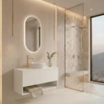Ensemble LEVINAS + lavabo + miroir capsule LED