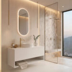 Ensemble LEVINAS + lavabo + miroir capsule LED